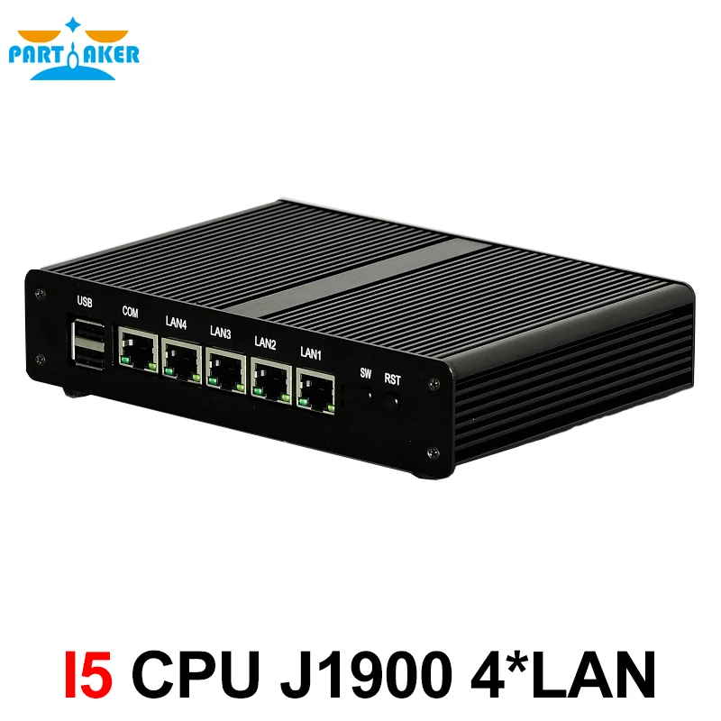 Причастником Мини ПК Мини Сервер Pfsense OS J1900 Четырехъядерный 4 LAN 1080P 12 В мини настольный компьютер маршрутизатор сервер