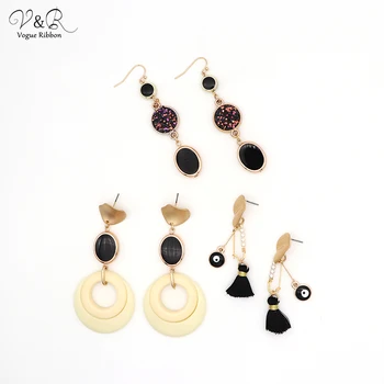 

Newest DIY Handmade Jewelry Making Tassel Frange Simulated Pearl Glitter Beaded Charms Pendants Black Drop Earring Set DIY-136