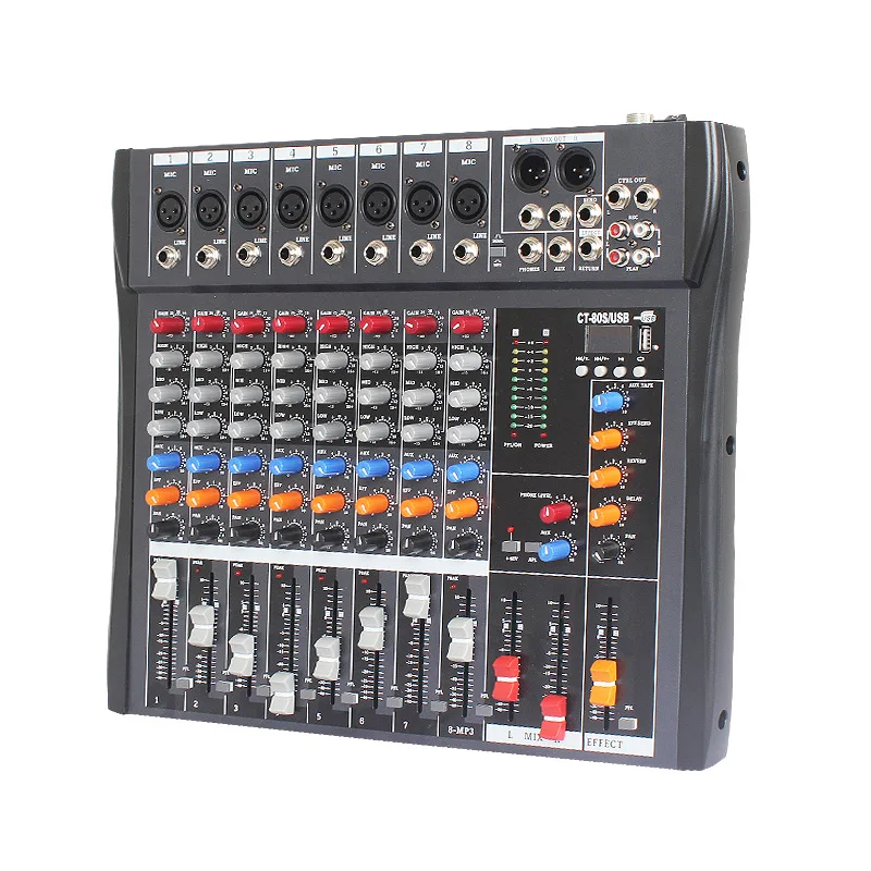 US $117.12 LEORY EU 812 Channel Bluetooth Mixer Professional DJ Karaoke KTV Stage Bluetooth Audio USB Tuner MP3 U Disk DSP Digital Reverb