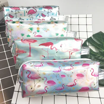 

Big Laser School Pencil Cases Cute Flamingo Pen Case Kawaii Pencil Box Pouch Large Pencil Bag For Girls Boys Korean Stationery