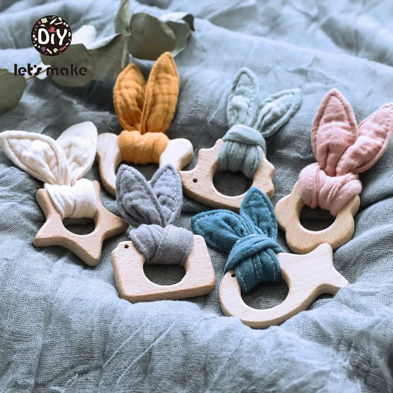 

Let's Make Baby Wooden Teether Rodent 10pcs Latex Free Food Grade Bunny Ear Cartoon Animal Hedgehog Wholesale Teething Toys