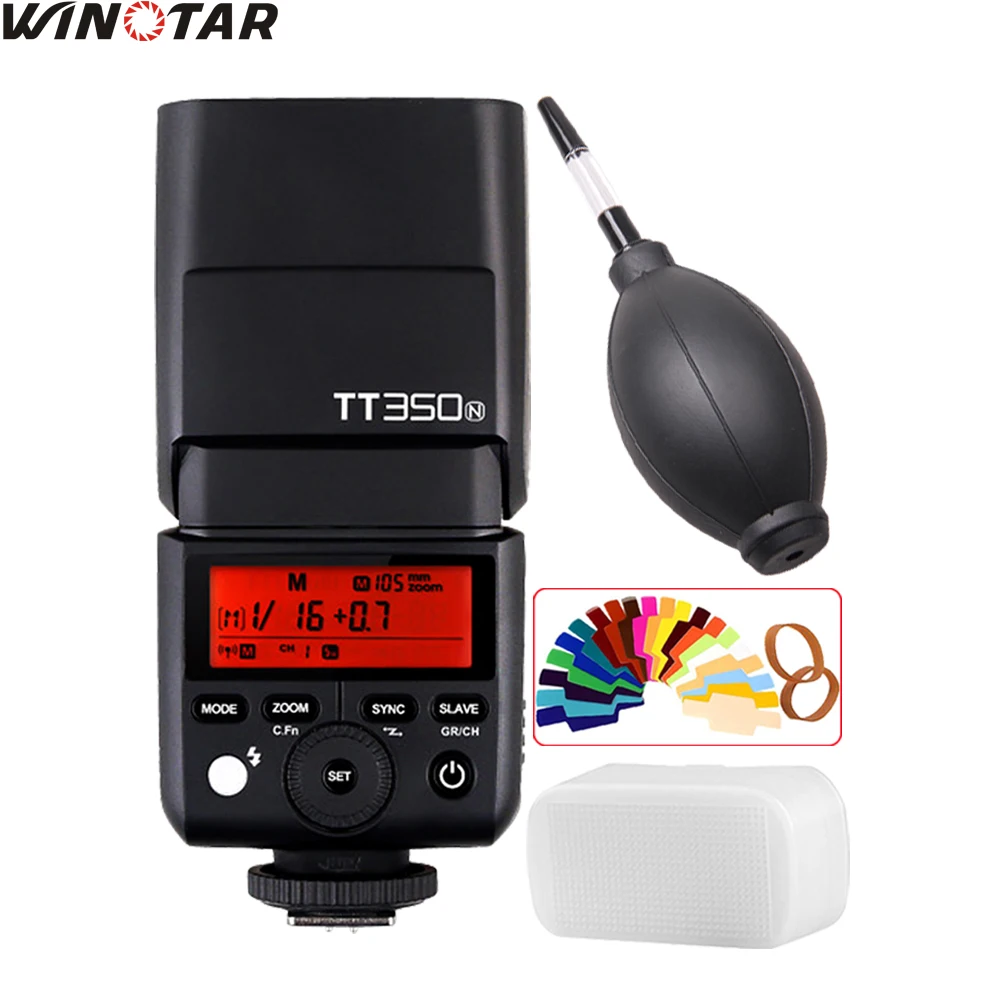 Вспышка GODOX TT350 TT350N Speedlite TTL HSS 1/8000s для Nikon D750 D7000 D7200 D5100 D5200 D5000 D300 D7100 D3200 D810A D800 D90 |
