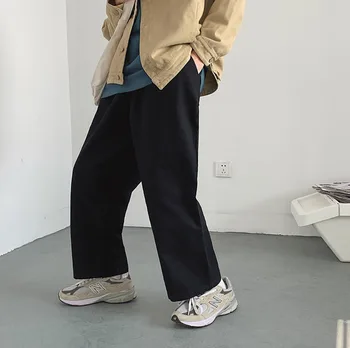 

2020 Spring And Autumn New Youth Popular Solid Color Straight Pants Fashion Wild Wide-leg Casual Pants Black / Brown M-XL