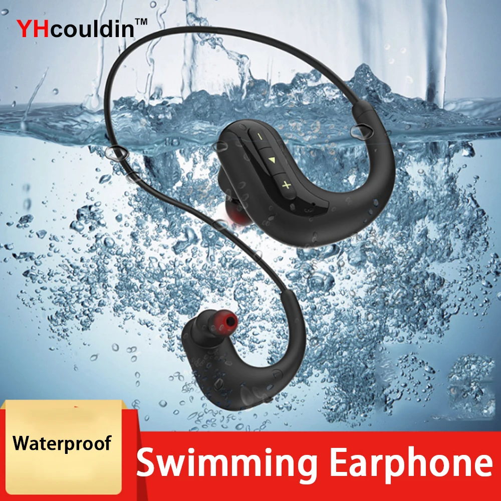 ipx 8 Waterproof Earphones Swimming Sweatproof Sport Gym Wireless Bluetooth Earphones With Microphone