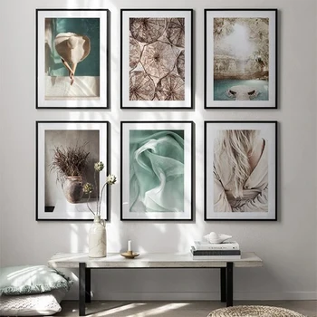 

Reeds Color Leaf Pattern Abstract Poster Nordic Green Canvas Wall Art Print Nature Painting Minimalist Picture Scandinavian Deco