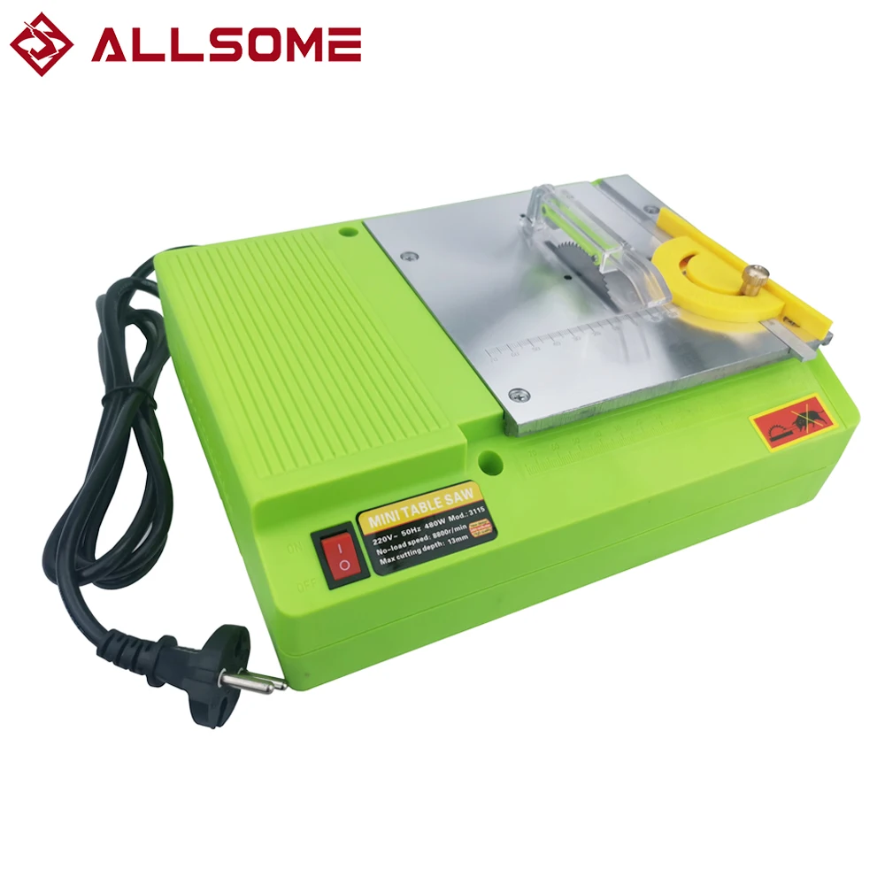 ALLSOME 220V 480W Mini Portable Table Saw Multifunctional Handmade Woodworking Bench Saws Cutting Tool BG3115