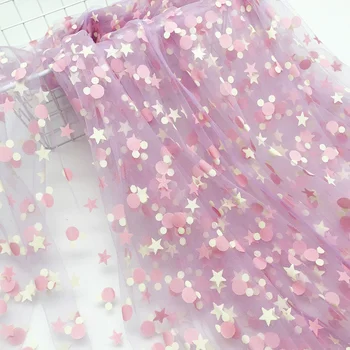 

Width 150CM Sparkly Colorful Star Mouse Mesh Fabric for Children's Clothing Princess Banquet Wedding Party Dress Home Decor