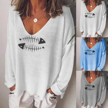 

women tshirt long sleeve graphic tees aesthetic japanese womens clothing harajuku adventure time print v-neck punk plus size