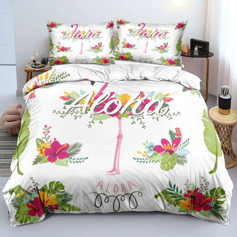 

3D White Duvet Cover Sets Custom Design Animal Bed Linen Pillow Slips 180*200cm Full Twin Double King Size Flamingo Bedding Set