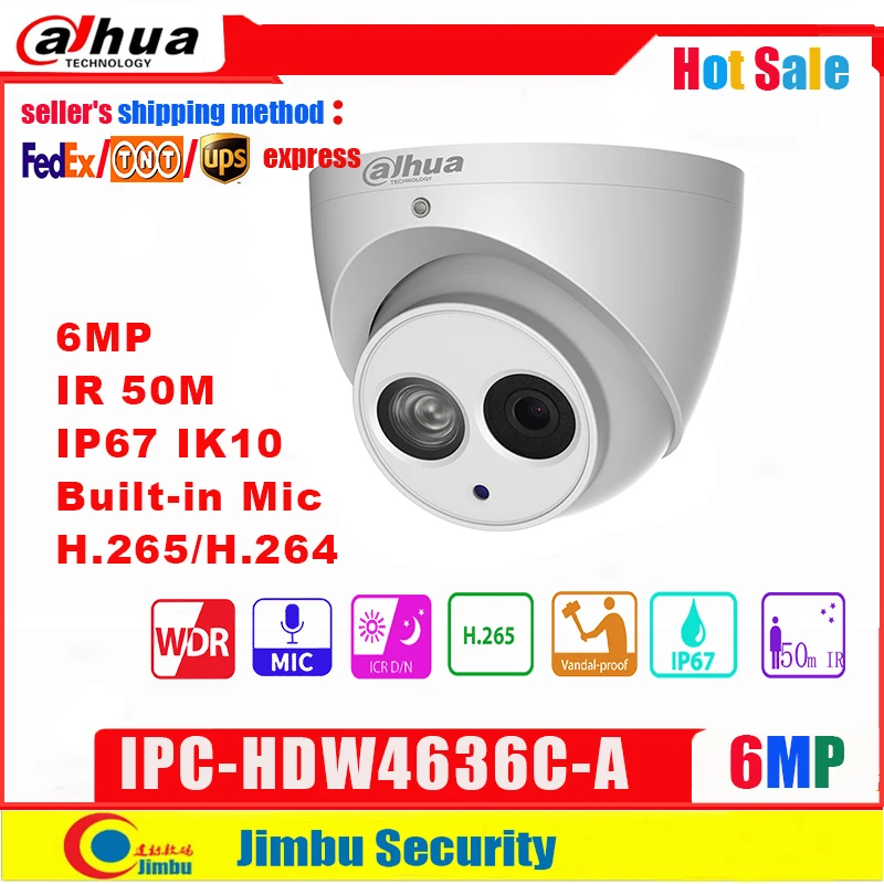 Сетевой видеорегистратор Dahua 6MP IP Камера IPC HDW4636C A металлический корпус H.265