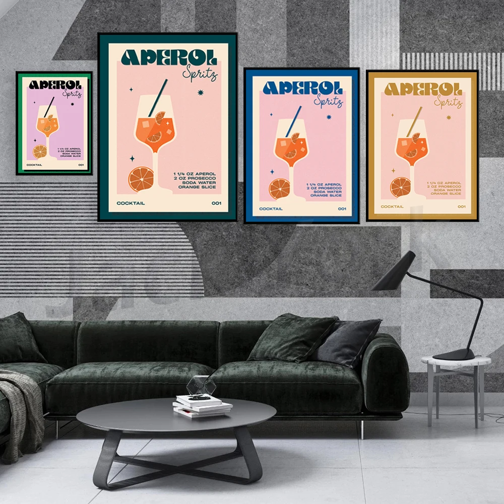 Retro Cocktail Aperol Spritz Stampa | Illustrazione | Arte Della Parete | Poster | Bar | Cucina | Retro | Regalo | Colourful
