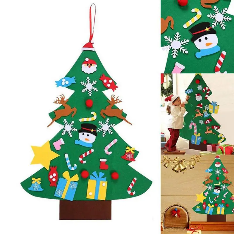 Войлок Рождественская елка огни DIY Настенный декор с лампой Рождественские украшения подарки