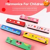 Wooden Harmonica For Children Toys Musical Instruments 16 Holes Double-Row Blow Cartoon Color Woodwind Mouth Harmonica Melodica 1