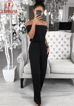 

Fashion Off Shoulder Slim Waist Sexy Bandage Jumpsuits Casual Short Sleeve Solid Color Patchwork Elegant Women Summer Bodysuits