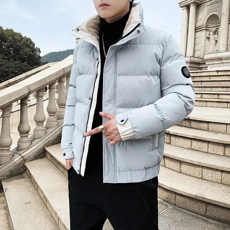 Vertical collar thickened cotton-padded coat male winter fashion coat men handsome loose down coat tide brand daily shopping