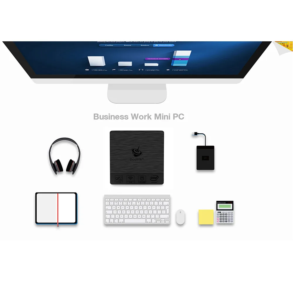  Beelink BT3 Pro Mini PC Win 10 Intel Atom x5-Z8350 4GB DDR3 64GB 2.4+5.8GHz WiFi Bluetooth 4.0 Ethe