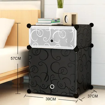 

Home Bedside Table Simple Storage Box Modern Bedroom Mini PP Plastic Locker Corner Combination Assembly Storage Cabinet