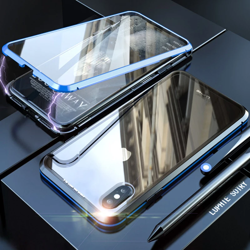 Передний Задний стеклянный магнит чехол для iPhone 11 Pro XS Max XR X 7 8 360 Полный корпус защитный металлический бампер чехол iPhone7 Чехлы iPhone X