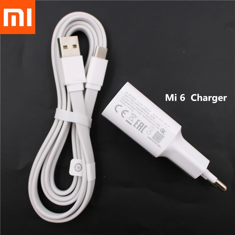 Mi 6 Set Оригинальное быстрое зарядное устройство xiaomi настенное зарядное устройство type C кабель для mi 9 8 CC9 lite 8 se 4c 5 5x6 6x a1 a2 redmi note 7 8 8A mi x 2 2S 3 - Цвет: Mi 6 Set