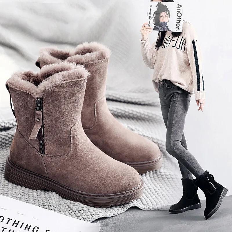 ENPLEI/зимние сапоги; женские зимние сапоги из натуральной кожи; женские зимние плюшевые сапоги до середины икры на молнии; теплые сапоги до-30 градусов; Размеры 35-40