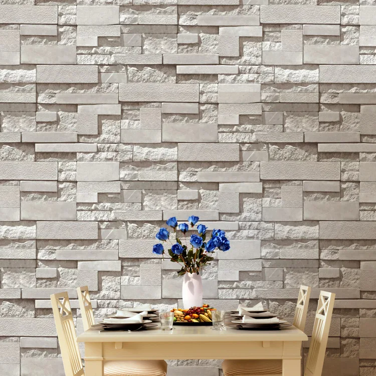 Grey Brick Effect Wallpaper Slate Wall 3D Weathered Stone Realistic 6 Roll Deal 