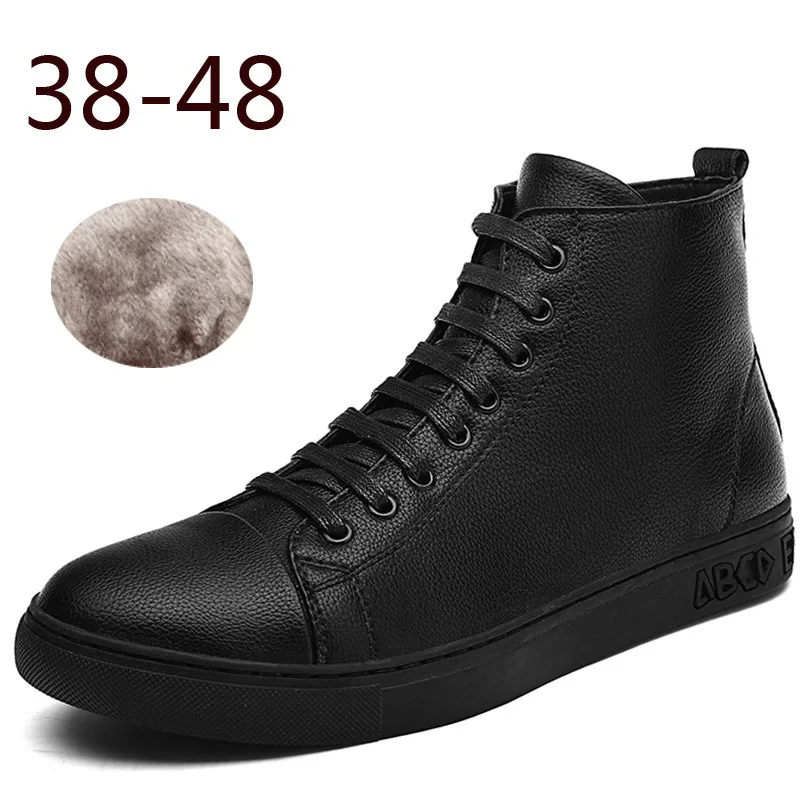 

autumn winter new large size high-top shoes male Korean version of the tide men's black short boots fashion men's shoes 38-48