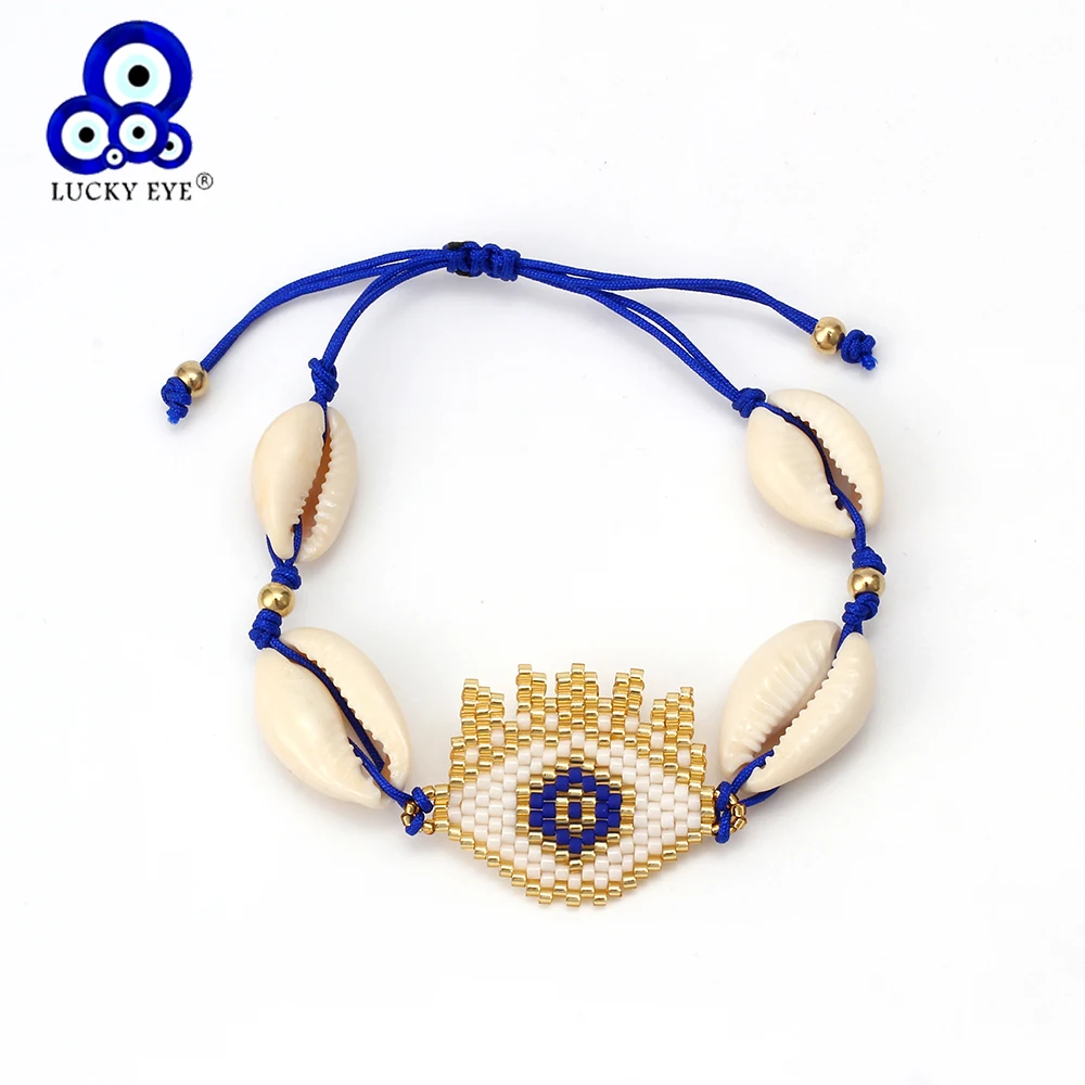 

Lucky Eye Shell Evil EYE Miyuki Braided Bracelet Red Blue Rope Chain Charm Bracelet Adjustable Jewelry for Women Female EY6387