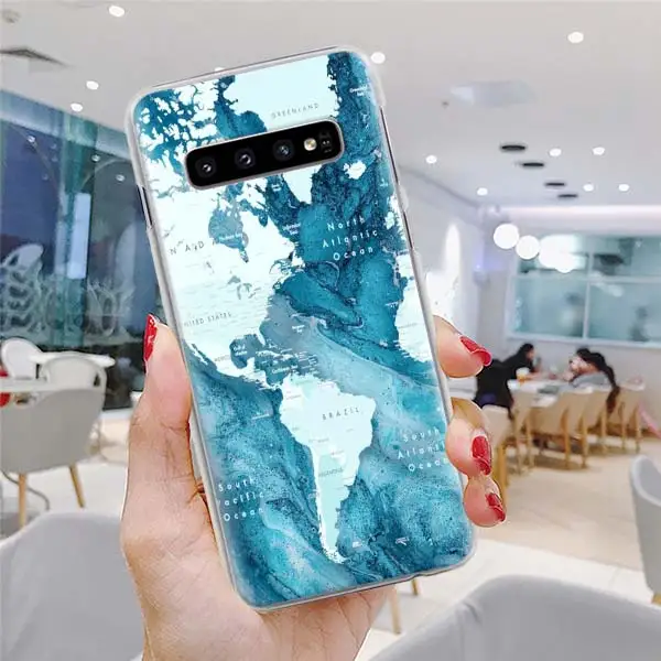 H03 Карта мира самолет Дорожный Чехол для телефона для samsung Galaxy S10 S10e S8 S9 Plus Note 10 Plus 9 8 S6 S7 Edge Твердый Чехол - Цвет: H03