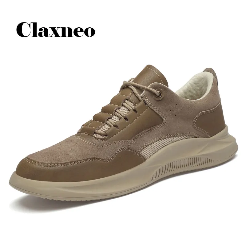 

CLAXNEO Man Leather Sneakers 2020 Summer Autumn Men's Suede Leather Shoe Casual Shoe Khaki Walking Footwear Breathable