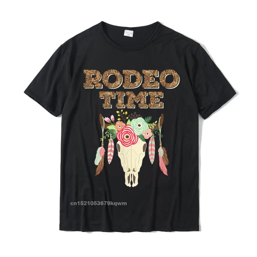 Dominant Summer Printed On T-Shirt Crew Neck 100% Cotton Fabric Men Tops Tees Short Sleeve Autumn Printed On T Shirt Boho Rodeo Time Western Native Skull T-Shirt__4982 black