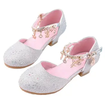 

New Princess Children Sandals For Girls Pu Leather High-heeled Sandals Girls Party kids Sandals Dress Shoes Size 26-37
