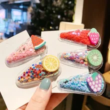 Южная Корея Детские аксессуары для волос стиль Цвет зыбучие пески Прозрачные Девушки фрукты заколки детей BB заколки