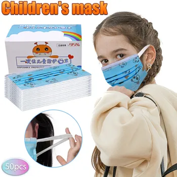 

Solid In Stock 50pcs Covers Mouths Disposable Masker 3Ply Mascarillas Desechables Fast Shipping Fabric Face Mask For Face