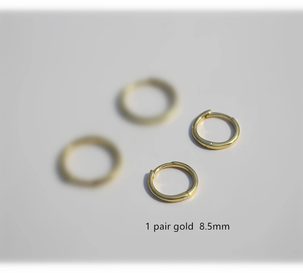 Серьги из стерлингового серебра 925 пробы, модное классическое простое кольцо для ушей, Пряжка для ушей, милые трендовые серебряные ювелирные изделия для девочек и мальчиков - Окраска металла: 1 pair gold 8.5mm