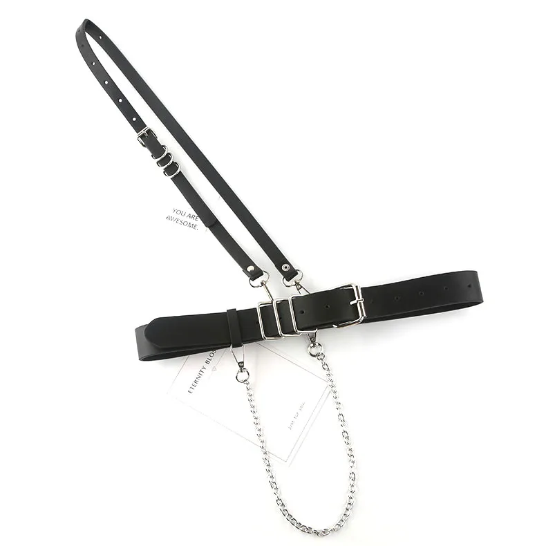 

Женский кожаный ремень в стиле хип-хоп, повседневный ремень в готическом стиле с пряжкой с язычком, аксессуар для одежды и джинсов