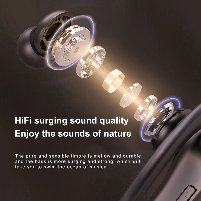 Casque sans fil TWS HIFI Sound Bluetooth Écouteurs Réduction du bruit Casque de sport IPX7 Écouteurs étanches avec double micro_voghion.com