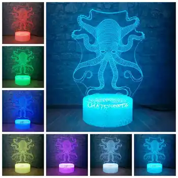 

3D Table Lamp Bulb LED Lighting Toys Animal Octopus 7 Color Change Switch Touch Remote Control Night Light Dry Battery Toys Gift