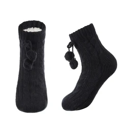 Women Sock Comfy Floor Winter Sleeping Soft Female Plush Non Slip Grip Silicone Fur Ball Short Slippers Sock Designer Socks