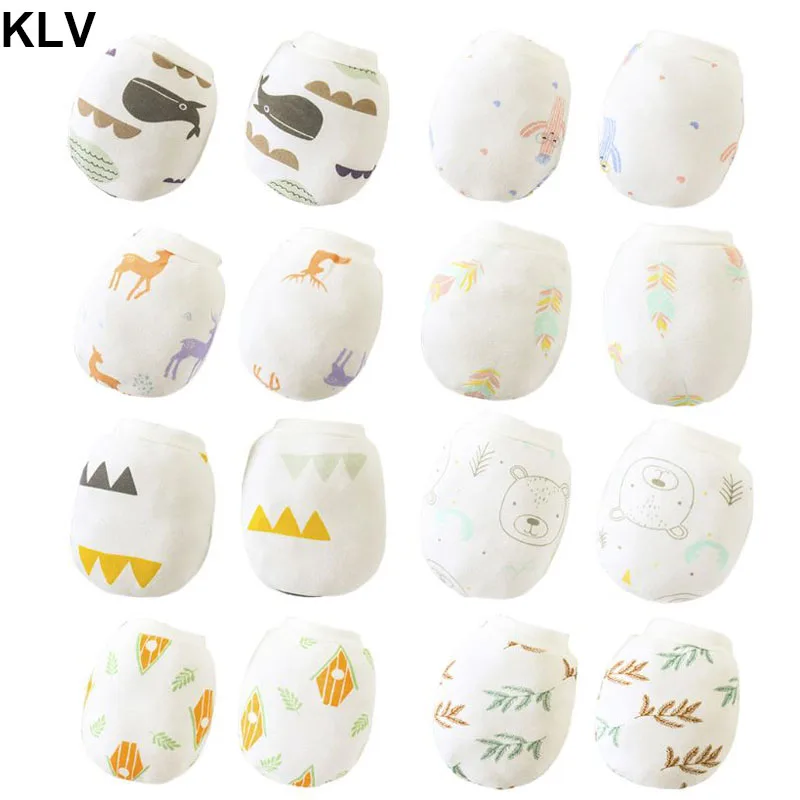 

2 Pairs Baby Soft Cotton Cartoon Pattern Anti Scratching Gloves Newborn Protection Face Mittens Infant Handguard