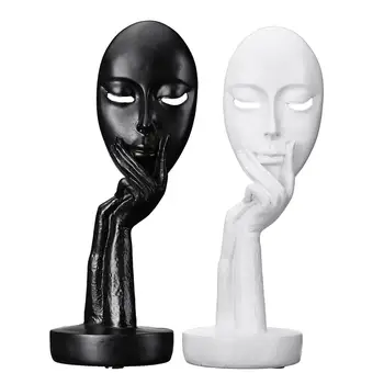 

Resin Decorative Statues Modern Thinker Meditator Ornament Abstract Sculpture Art Craft for Living Room Office Home Shop Decor