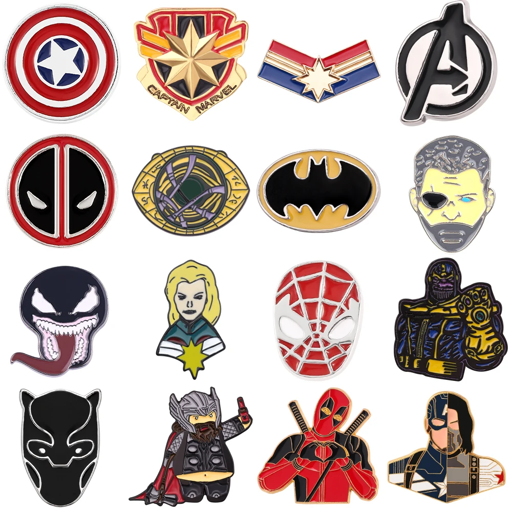 Disney Marvel Collection Brooch Captain America Iron Man Spider Hulk The Avengers Badge Metal Enamel Lapel Pin Accessories |