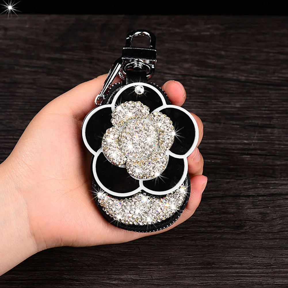 Car Key Bag with Rhinestones Bling for Universal Cover Leather Mirror Inside | Автомобили и мотоциклы