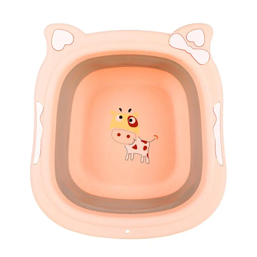 Orange Kidlove детская Портативная Складная Ванна для ванной Младенческая умывальник складной новорожденный силиконовый умывальник для ног - Цвет: Orange