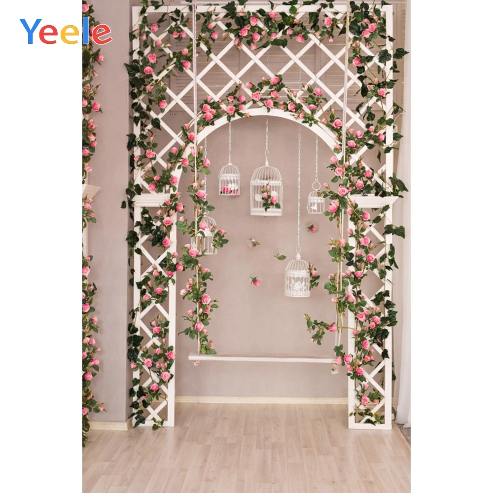 

Wedding Spring Flowers Swing Girl Baby Portrait Arch Photography Backgrounds Customized Photographic Backdrops For Photo Studio