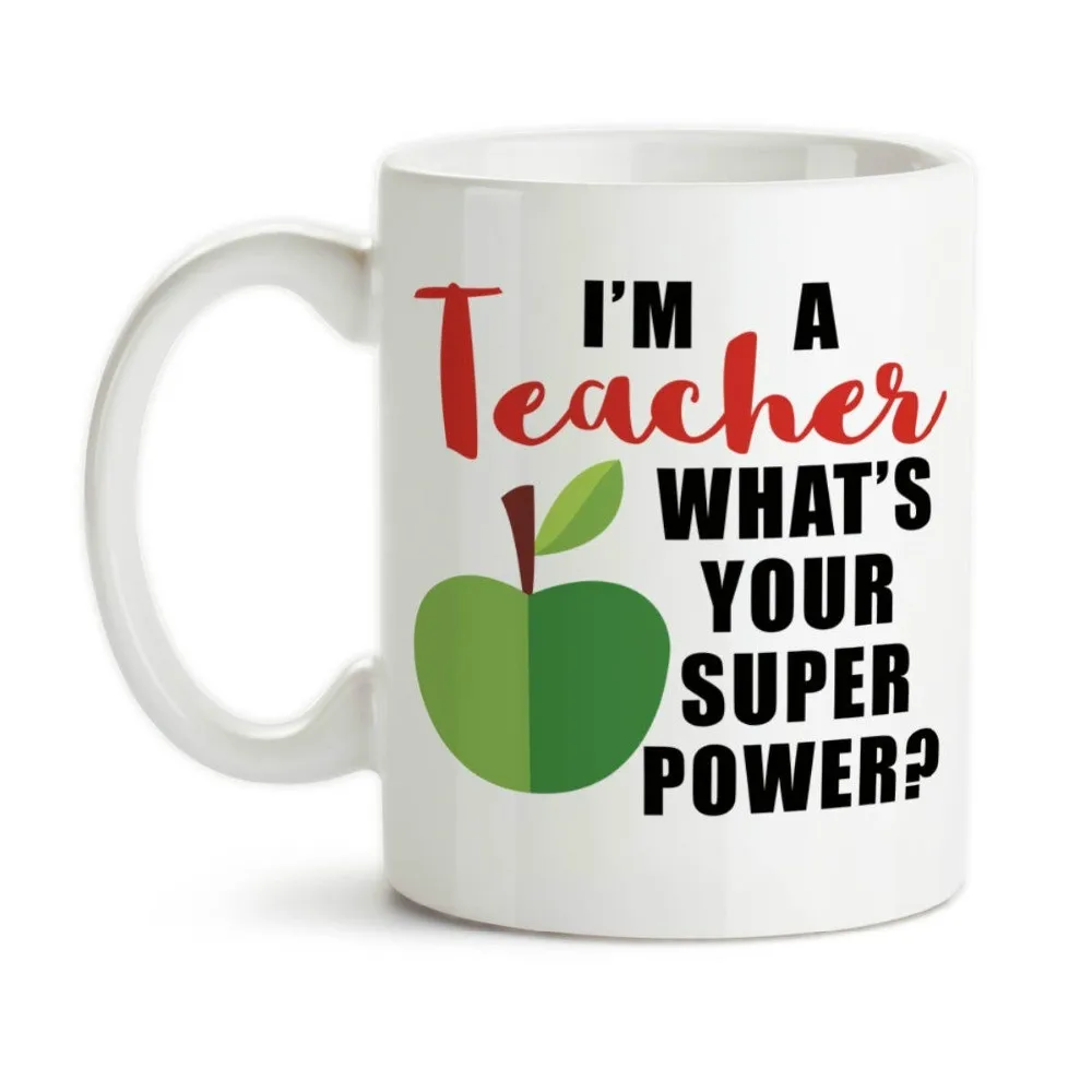 I'm A Teacher What's Your Super Power Mug Milk Beer Travel Cup Porcelain Coffee Tea Cups | Дом и сад