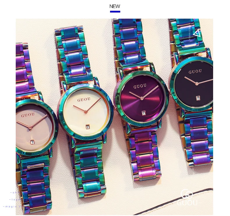 Fashion Guou Top Brand Wrist Watches Colorful Stainelss Steel Watch Women Luxury Women's Clock Saat Relogio Feminino_voghion.com