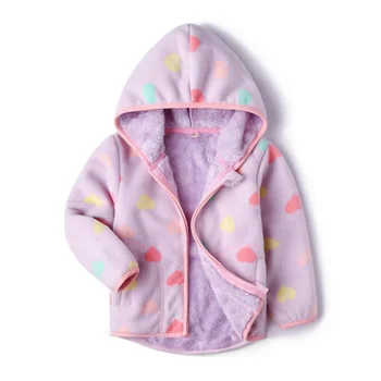 

Jumping Kids Jacket 2020 Autumn Winter Jacket For Girls Hooded Warm Fleece Coat For Girl Clothes Children Print Cardigan Coat
