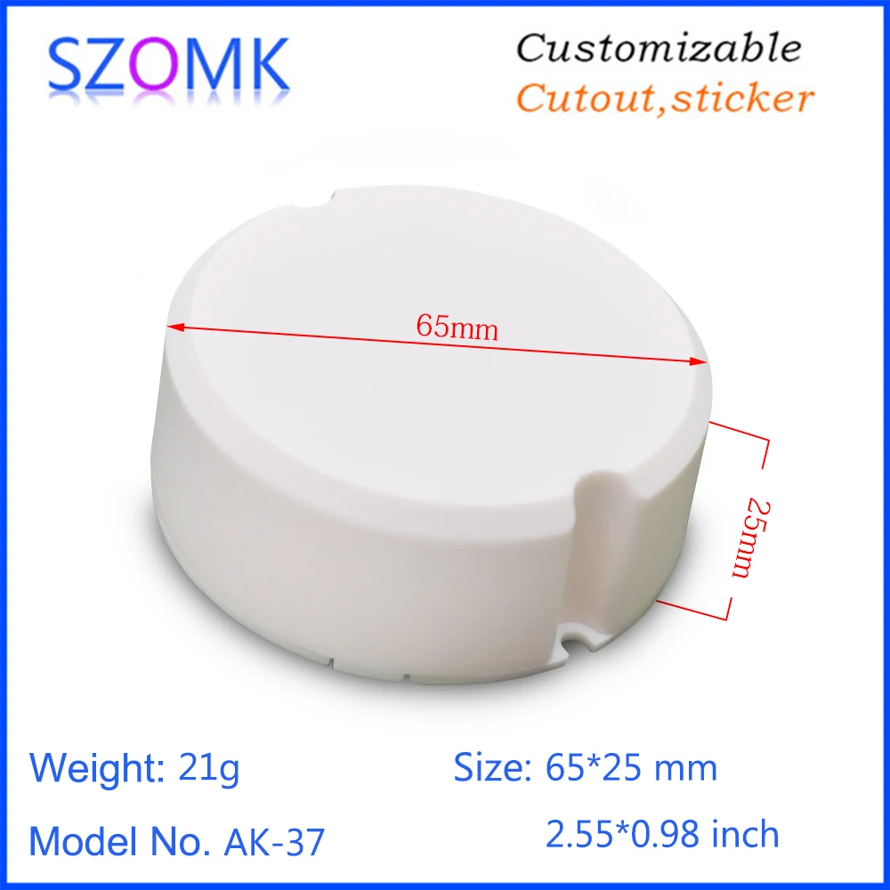 1 шт., 65*25 мм Лидер продаж szomk круглый пластиковый светодиодный блок питания кожух соединение корпуса Корпус пластиковый светодиодный Электрический корпус