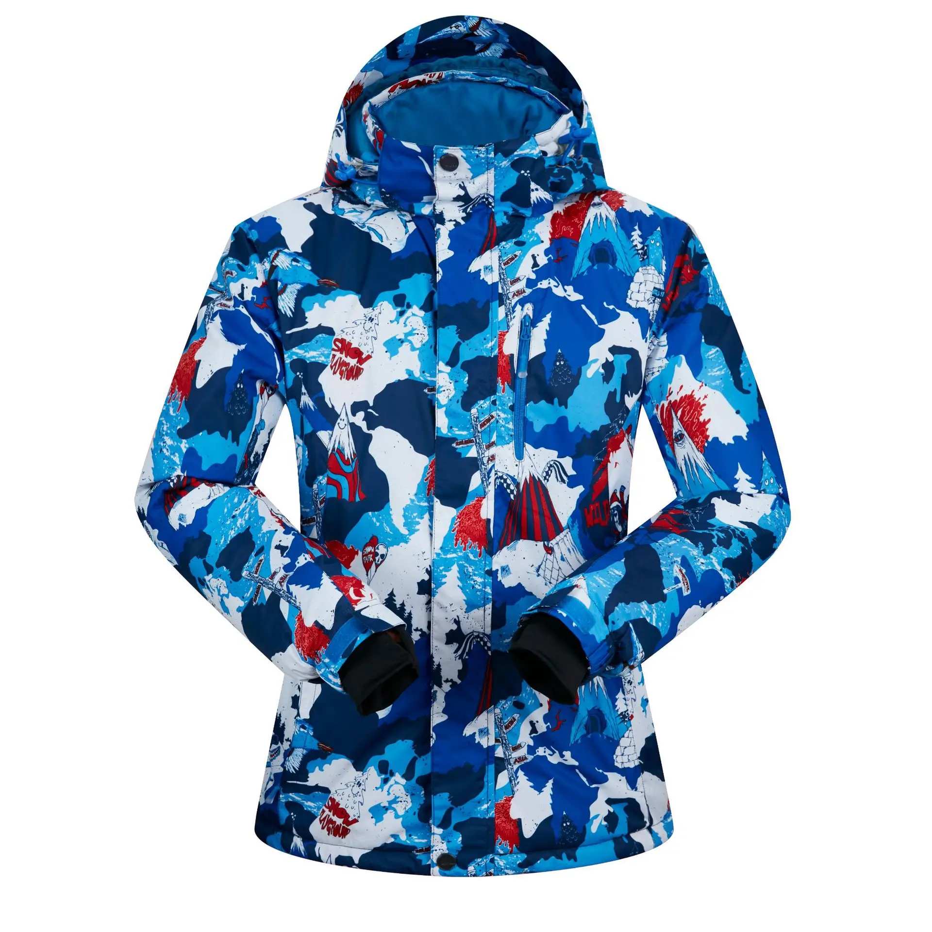 НОВЫЕ куртки для сноубординга для мужчин, термоуличная спортивная одежда, спортивные костюмы, зимние теплые ветрозащитные водонепроницаемые лыжные костюмы XXXL - Цвет: red blue snowman