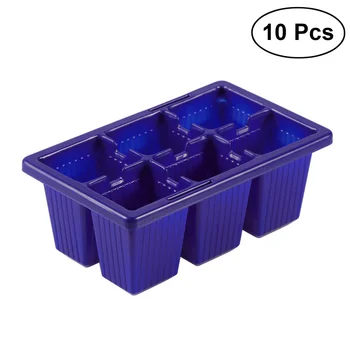 

10pcs Seed Sprouter Tray Seedling Starter Trays 6 Cells Per Tray Plant Grower(Blue)